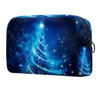 Borsa per il trucco piccola,borsa da viaggio per il trucco,natale albero magico blu,borsa per l'organizzatore del trucco