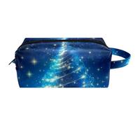Borsa per il trucco piccola,borsa da viaggio per il trucco,natale albero magico blu,borsa per l'organizzatore del trucco