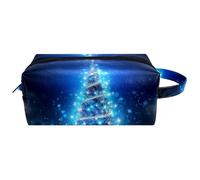 Borsa per il trucco piccola,borsa da viaggio per il trucco,natale albero magico blu,borsa per l'organizzatore del trucco