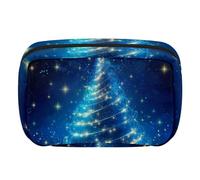 Borsa per il trucco piccola,borsa da viaggio per il trucco,natale albero magico blu,borsa per l'organizzatore del trucco