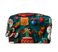 Borsa per il trucco piccola,borsa da viaggio per il trucco,natale pupazzo di neve santa orso renna,borsa per l'organizzatore del trucco