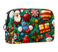 Borsa per il trucco piccola,borsa da viaggio per il trucco,natale pupazzo di neve santa orso renna,borsa per l'organizzatore del trucco