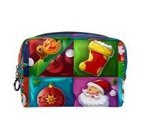 Borsa per il trucco piccola,borsa da viaggio per il trucco,natale pupazzo di neve santa orso renna,borsa per l'organizzatore del trucco
