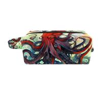 Borsa per il trucco piccola,borsa da viaggio per il trucco,Pesce diavolo dell'oceano dell'acquerello,borsa per l'organizzatore del trucco