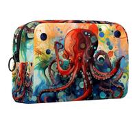 Borsa per il trucco piccola,borsa da viaggio per il trucco,Pesce diavolo dell'oceano dell'acquerello,borsa per l'organizzatore del trucco