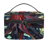 Borsa per il trucco piccola,borsa da viaggio per il trucco,Pesce diavolo dell'oceano dell'acquerello,borsa per l'organizzatore del trucco