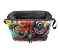 Borsa per il trucco piccola,borsa da viaggio per il trucco,Pesce diavolo dell'oceano dell'acquerello,borsa per l'organizzatore del trucco