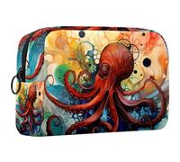 Borsa per il trucco piccola,borsa da viaggio per il trucco,Pesce diavolo dell'oceano dell'acquerello,borsa per l'organizzatore del trucco