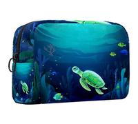 Borsa per il trucco piccola,borsa da viaggio per il trucco,pesce medusa cartone animato tartaruga marina,borsa per l'organizzatore del trucco