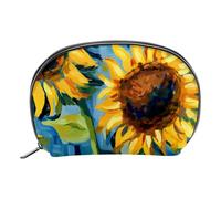Borsa per il trucco piccola,borsa da viaggio per il trucco,pianta dell'acquerello girasoli floreali,borsa per l'organizzatore del trucco