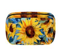 Borsa per il trucco piccola,borsa da viaggio per il trucco,pianta dell'acquerello girasoli floreali,borsa per l'organizzatore del trucco