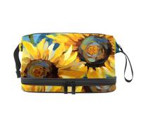 Borsa per il trucco piccola,borsa da viaggio per il trucco,pianta dell'acquerello girasoli floreali,borsa per l'organizzatore del trucco