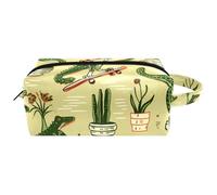 Borsa per il trucco piccola,borsa da viaggio per il trucco,pianta verde coccodrillo,borsa per l'organizzatore del trucco