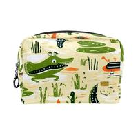 Borsa per il trucco piccola,borsa da viaggio per il trucco,pianta verde coccodrillo,borsa per l'organizzatore del trucco