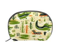 Borsa per il trucco piccola,borsa da viaggio per il trucco,pianta verde coccodrillo,borsa per l'organizzatore del trucco