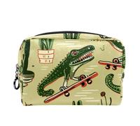 Borsa per il trucco piccola,borsa da viaggio per il trucco,pianta verde coccodrillo,borsa per l'organizzatore del trucco