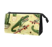 Borsa per il trucco piccola,borsa da viaggio per il trucco,pianta verde coccodrillo,borsa per l'organizzatore del trucco
