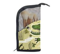 Borsa per il trucco piccola,borsa da viaggio per il trucco,pianta verde coccodrillo,borsa per l'organizzatore del trucco