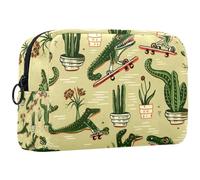 Borsa per il trucco piccola,borsa da viaggio per il trucco,pianta verde coccodrillo,borsa per l'organizzatore del trucco