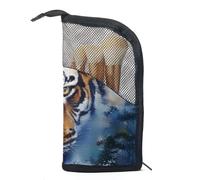 Borsa per il trucco piccola,borsa da viaggio per il trucco,Ritratto animale della foresta Tigre,borsa per l'organizzatore del trucco