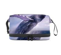 Borsa per il trucco piccola,borsa da viaggio per il trucco,salto della balena dell'oceano della nuvola,borsa per l'organizzatore del trucco