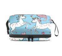 Borsa per il trucco piccola,borsa da viaggio per il trucco,simpatici unicorni e amore,borsa per l'organizzatore del trucco