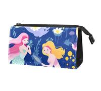 Borsa per il trucco piccola,borsa da viaggio per il trucco,Sirene carine Oceano colorato,borsa per l'organizzatore del trucco