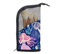 Borsa per il trucco piccola,borsa da viaggio per il trucco,Sirene carine Oceano colorato,borsa per l'organizzatore del trucco