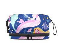 Borsa per il trucco piccola,borsa da viaggio per il trucco,Sirene carine Oceano colorato,borsa per l'organizzatore del trucco