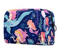 Borsa per il trucco piccola,borsa da viaggio per il trucco,Sirene carine Oceano colorato,borsa per l'organizzatore del trucco