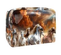 Borsa per il trucco piccola,borsa da viaggio per il trucco,steppa del deserto del cavallo da corsa,borsa per l'organizzatore del trucco