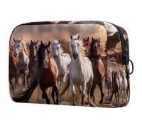 Borsa per il trucco piccola,borsa da viaggio per il trucco,steppa del deserto del cavallo da corsa,borsa per l'organizzatore del trucco