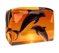 Borsa per il trucco piccola,borsa da viaggio per il trucco,tramonto del delfino di mare,borsa per l'organizzatore del trucco