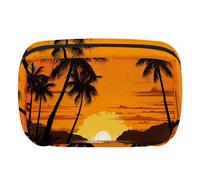 Borsa per il trucco piccola,borsa da viaggio per il trucco,Tramonto tropicale dell'albero di plam,borsa per l'organizzatore del trucco