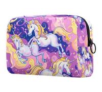 Borsa per il trucco piccola,borsa da viaggio per il trucco,Unicorni Nuvole Arcobaleno amore,borsa per l'organizzatore del trucco