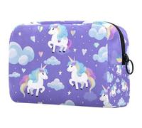 Borsa per il trucco piccola,borsa da viaggio per il trucco,unicorno arcobaleno bianco dei cartoni animati,borsa per l'organizzatore del trucco