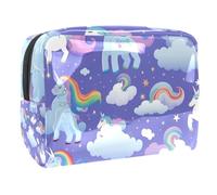 Borsa per il trucco piccola,borsa da viaggio per il trucco,unicorno arcobaleno bianco dei cartoni animati,borsa per l'organizzatore del trucco