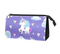 Borsa per il trucco piccola,borsa da viaggio per il trucco,unicorno arcobaleno bianco dei cartoni animati,borsa per l'organizzatore del trucco