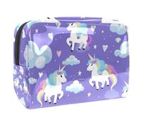 Borsa per il trucco piccola,borsa da viaggio per il trucco,unicorno arcobaleno bianco dei cartoni animati,borsa per l'organizzatore del trucco
