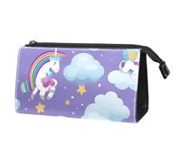 Borsa per il trucco piccola,borsa da viaggio per il trucco,unicorno arcobaleno bianco dei cartoni animati,borsa per l'organizzatore del trucco