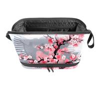 Borsa per il trucco piccola,borsa da viaggio per il trucco,Ventaglio e pittura in stile cinese,borsa per l'organizzatore del trucco