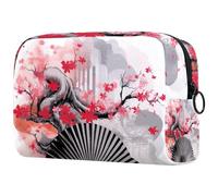 Borsa per il trucco piccola,borsa da viaggio per il trucco,Ventaglio e pittura in stile cinese,borsa per l'organizzatore del trucco