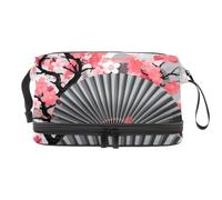 Borsa per il trucco piccola,borsa da viaggio per il trucco,Ventaglio e pittura in stile cinese,borsa per l'organizzatore del trucco