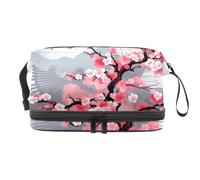 Borsa per il trucco piccola,borsa da viaggio per il trucco,Ventaglio e pittura in stile cinese,borsa per l'organizzatore del trucco