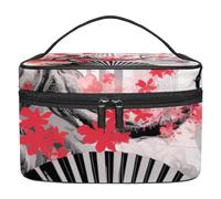 Borsa per il trucco piccola,borsa da viaggio per il trucco,Ventaglio e pittura in stile cinese,borsa per l'organizzatore del trucco