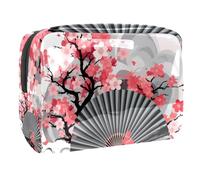 Borsa per il trucco piccola,borsa da viaggio per il trucco,Ventaglio e pittura in stile cinese,borsa per l'organizzatore del trucco