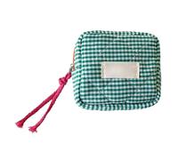 Borsa per il trucco piccola - Borsa per auricolari per studenti, borsa cosmetica portatile per donne, portamonete quadrata a scacchi, organizer per cosmetici, Verde, Refer to description