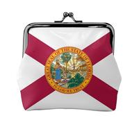 Borsa per il trucco piccola con bandiera della Florida, borsa portaoggetti per carte di credito, borsa per riporre carte di credito retrò compatta borsa multifunzionale, nera, taglia unica, Art Deco,