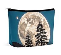 Borsa per il trucco Pine Trees of The Moon per donna, portatile, cosmetica, impermeabile, estetica, da viaggio e da lavoro