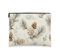 Borsa per il trucco Pinecones, astuccio da viaggio per cosmetici ispirato alla rustica per donna, organizer portatile in tela con cerniera, borsa da toilette per la cura della pelle invernale 7x9 po